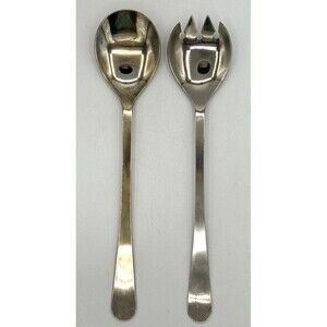 Vintage‎ Silver Plated Salad Serving Fork (Spork) and Spoon Made in Italy 9”